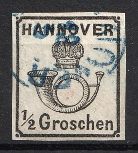 1860 1/2gr Hannover, German States, Germany (Used)