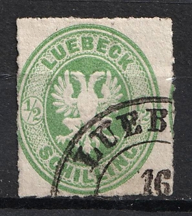 1863 1/2s Lubeck, German States, Germany (Signed, Used)