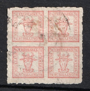 1864 4/4s Mecklenburg-Schwerin, German States, Germany (Used)