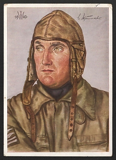 1940 'Oberleutnant Schumacher, Commodore of Our Fighter Squadron' Military Personnel Propaganda Postcard