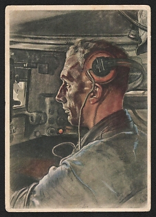1940 'The Tank Driver is An Example of Selfless Devotion to Duty' Military Personnel Propaganda Postcard