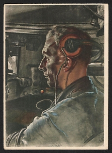 1940 'The Tank Driver is An Example of Selfless Devotion to Duty' Military Personnel Propaganda Postcard