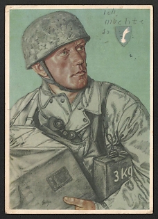 1943 'Our Airborne Troops' Military Personnel Propaganda Postcard