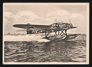 1933-1945 'He 115 on Take-off' Luftwaffe, German Air Force Aircraft Propaganda Postcard