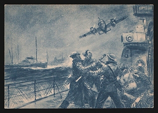 1933-1945 'Surprising Lie-in Attack by a Do 17 on a British Convoy' Luftwaffe, German Air Force Aircraft Propaganda Postcard