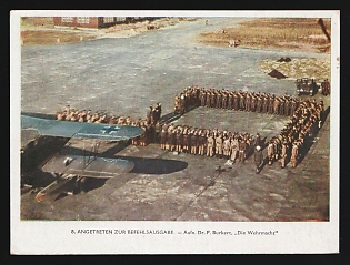 1933-1945 'Lined Up to Issue Orders' Luftwaffe, German Air Force Aircraft Propaganda Postcard