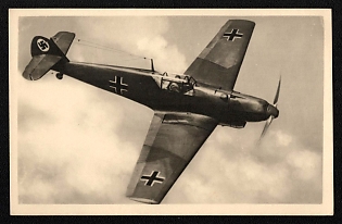 1933-1945 'Our Luftwaffe Me 109 Single-Seater Fighter Under Attack' Luftwaffe, German Air Force Aircraft Propaganda Postcard