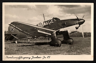 1933-1945 'Dive Bomber Junkers-Ju 87' Luftwaffe, German Air Force Aircraft Propaganda Postcard
