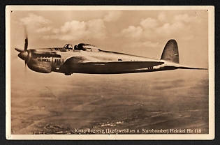 1939 'Twin-Engine Junkers Ju 86 K Fighter Aircraft on a Training Flight' Luftwaffe, German Air Force Aircraft Propaganda Postcard