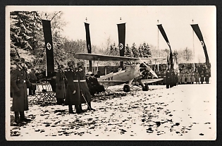 1933-1945 'Swearing-in Ceremony of the Pilots of Kaufbeuren Air Base' Luftwaffe, German Air Force Aircraft Propaganda Postcard