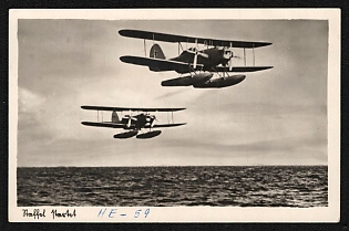 1936 'Squadron Takes Off' Luftwaffe, German Air Force Aircraft Propaganda Postcard