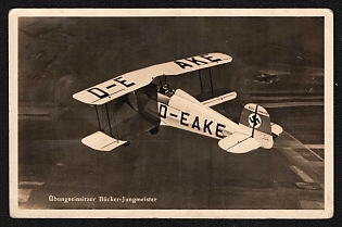 1938 'Practice Single-Seater Bucker-Jungmeisters' Luftwaffe, German Air Force Aircraft Propaganda Postcard