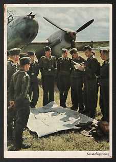 1933-1945 'Briefing' Luftwaffe, German Air Force Aircraft Propaganda Postcard