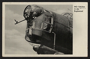 1939 'Machine Gunner in the Nose Cockpit' Luftwaffe, German Air Force Aircraft Propaganda Postcard