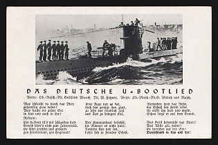 1933-1945 'The German U Boat Song' Deutsche Marine, German Navy Propaganda Postcard