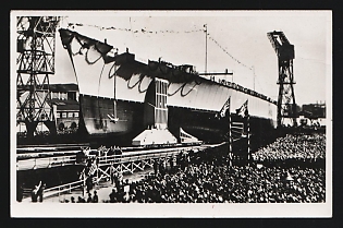 1939 'Warship' Deutsche Marine, German Navy Propaganda Postcard