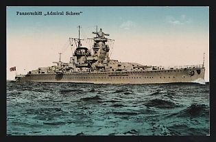 1933-1945 'Armored Ship Admiral Scheer' Deutsche Marine, German Navy Propaganda Postcard
