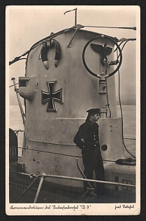 1933-1945 'Conning Tower of Submarine 9' Deutsche Marine, German Navy Propaganda Postcard