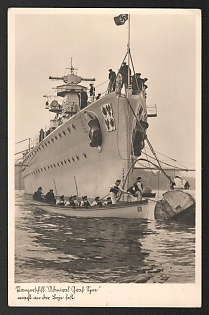 1936 'Armored Ship Admiral Graf Spen Making Fast at the Buoy' Deutsche Marine, German Navy Propaganda Postcard