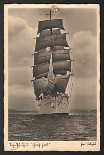1934 'Training Sailing Ship Gorch Fark' Deutsche Marine, German Navy Propaganda Postcard