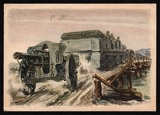 1940 'Howitzer Is Brought into Position' Tank, Panzer Propaganda Postcard