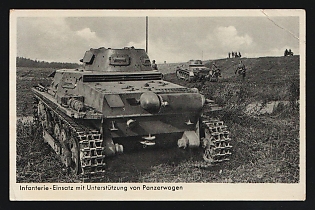 1939 'Infantry Deployment with the Support of Armored Cars' Tank, Panzer Propaganda Postcard