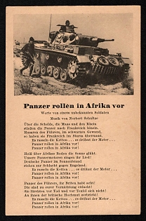 1933-1945 'Tanks Roll Forward in Africa' Tank, Panzer Propaganda Postcard