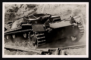 1933-1945 'Assault Gun Overcomes Difficult Terrain' Tank, Panzer Propaganda Postcard
