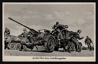 1933-1945 'Light Anti-Aircraft Guns Taking Up Positions' Artilery Propaganda Postcard