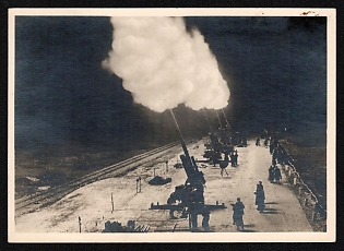 1933-1945 'Our Armed Forces. Night Exercise of our Anti-Aircraft Guns' Artilery Propaganda Postcard