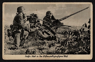 1940 'Light Anti-aircraft Guns in the Waft Air Defense Zone' Artilery Propaganda Postcard