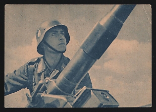 1933-1945 'Flatsoldier Ready for Defense Shot' Wehrmacht, German Infantry Propaganda Postcard