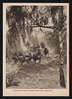 1933-1945 'Cavalry Troop Takes Cover in a Hollow Path' Wehrmacht, German Infantry Propaganda Postcard