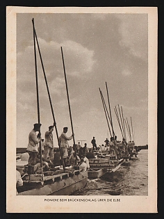 1933-1945 'Pioneers Building a Bridge Over the Elbe' Wehrmacht, German Infantry Propaganda Postcard