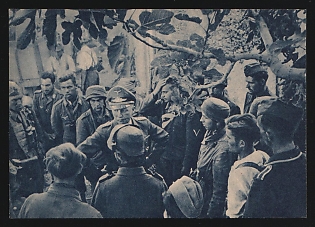 1933-1945 'General Der Flieger Student in the Circle of the Rich Paratroopers on Rreta' Wehrmacht, German Infantry Propaganda Postcard