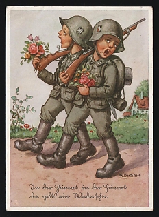 1940 'At Home, at Home there Will be a Reunion' Wehrmacht, German Infantry Propaganda Postcard