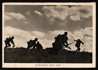 1933-1945 'Infantry Advance' Wehrmacht, German Infantry Propaganda Postcard