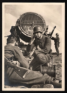 1933-1945 'Searchlight Section Receives a Telephone Message' Wehrmacht, German Infantry Propaganda Postcard
