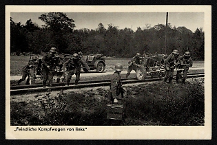 1933-1945 'Enemy Combat Vehicles from the Left' Wehrmacht, German Infantry Propaganda Postcard