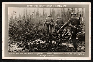1933-1945 'Infantry Knows No Obstacles' Wehrmacht, German Infantry Propaganda Postcard