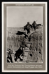 1933-1945 'Infantry Attacking' Wehrmacht, German Infantry Propaganda Postcard