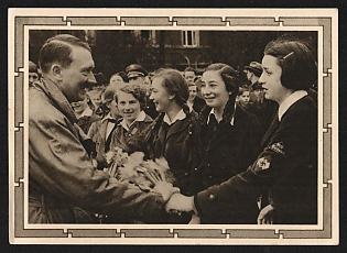1939 'Adolf Hitler with People' Adolf Hitler Propaganda Postcard