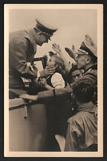1933-1945 'Adolf Hitler with Child' Adolf Hitler Propaganda Postcard