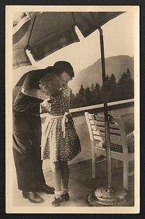 1933-1945 'Adolf Hitler with Child' Adolf Hitler Propaganda Postcard