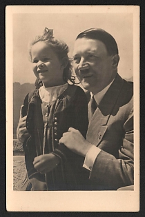 1933-1945 'Adolf Hitler with Child' Adolf Hitler Propaganda Postcard