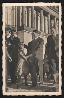 1933-1945 'Young People Await the Führer in Front of Herrenchiemsee Castle' Adolf Hitler Propaganda Postcard