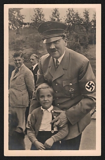 1933-1945 'Adolf Hitler with Child' Adolf Hitler Propaganda Postcard