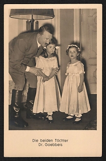 1933-1945 'The Two Daughters of Dr. Goebbels' Adolf Hitler Propaganda Postcard