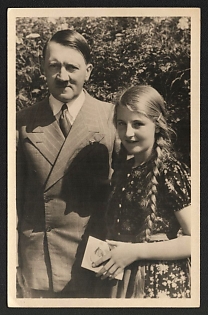1933-1945 'Adolf Hitler with Child' Adolf Hitler Propaganda Postcard