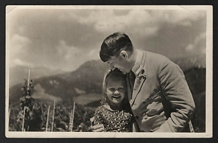 1933 'Adolf Hitler with Child' Adolf Hitler Propaganda Postcard